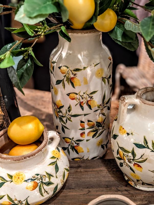 15" White Vase with Lemon