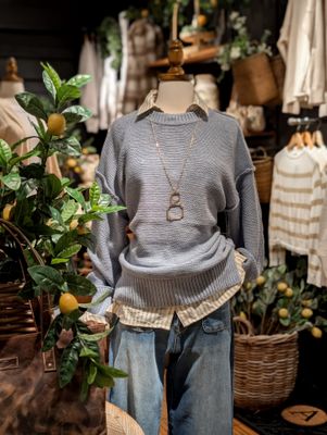 Blue - Exposed Seam Sweater