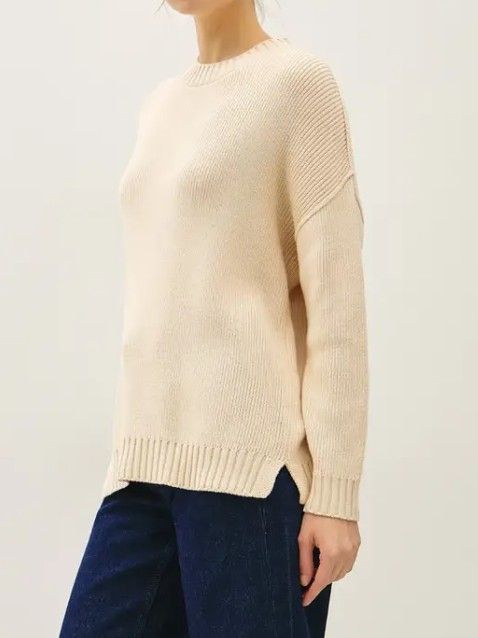 Oversize Cut Sweater with Ribbing Accents