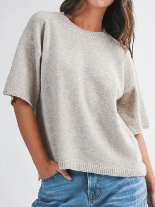 Short Sleeve Knit Sweater