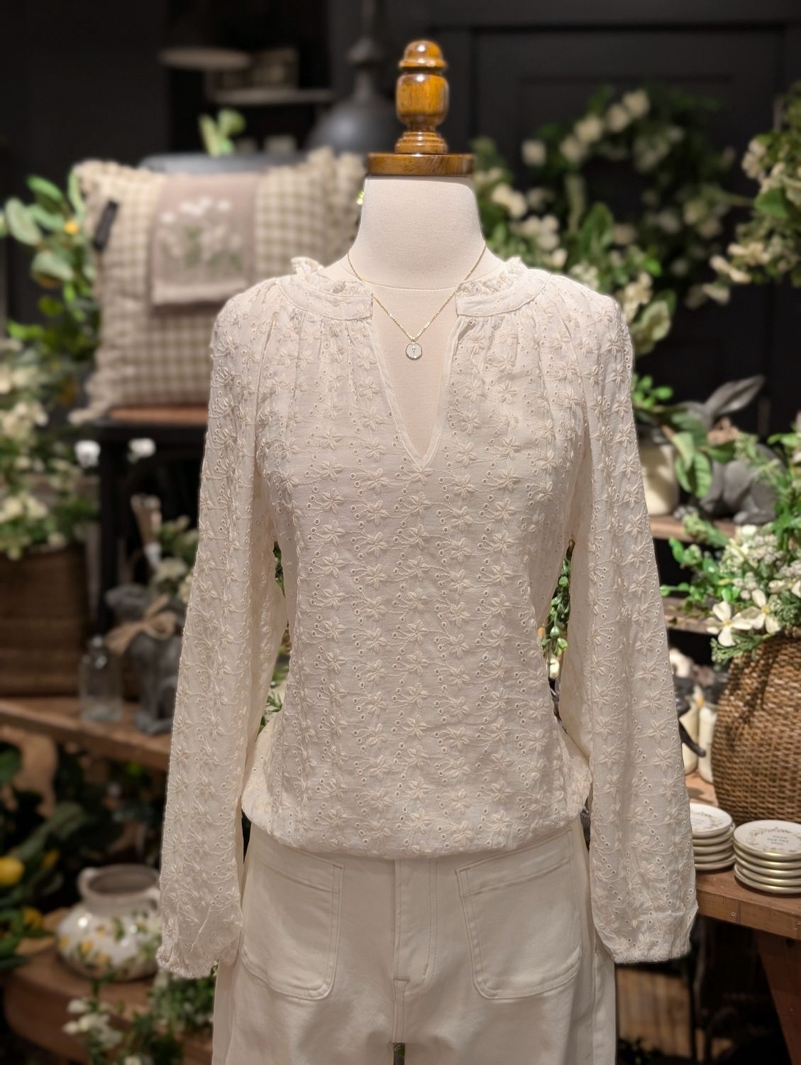 Floral Eyelet Long Sleeve