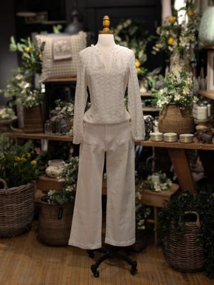 High Rise Cropped Wide Leg - White Chocolate