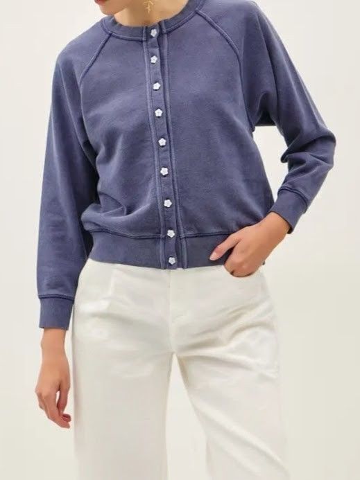 Garment Washed Raglan Cardigan 