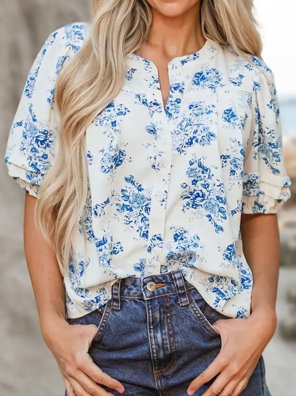 Boho Floral Pleated Shirt