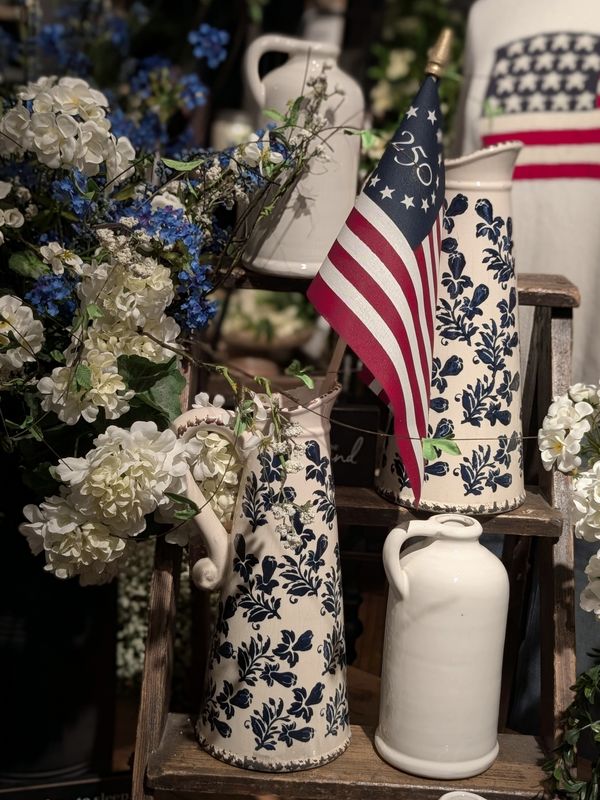 Blue Floral Pitcher