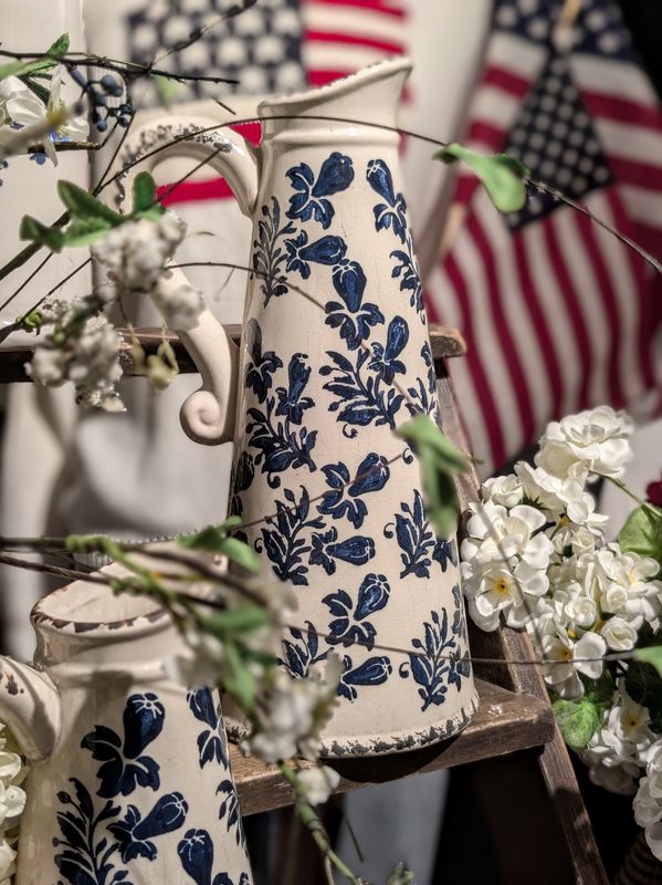 Blue Floral Pitcher