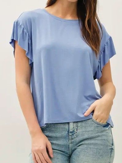 Short Sleeved Top Ruffled Sleeve