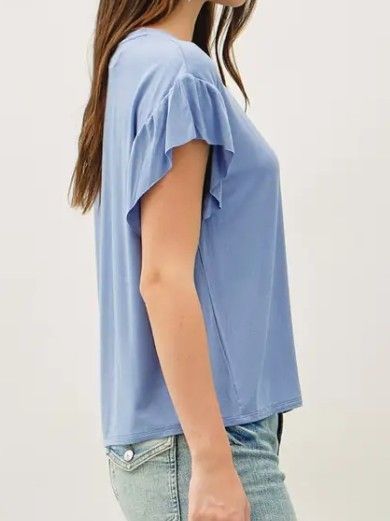 Short Sleeved Top Ruffled Sleeve