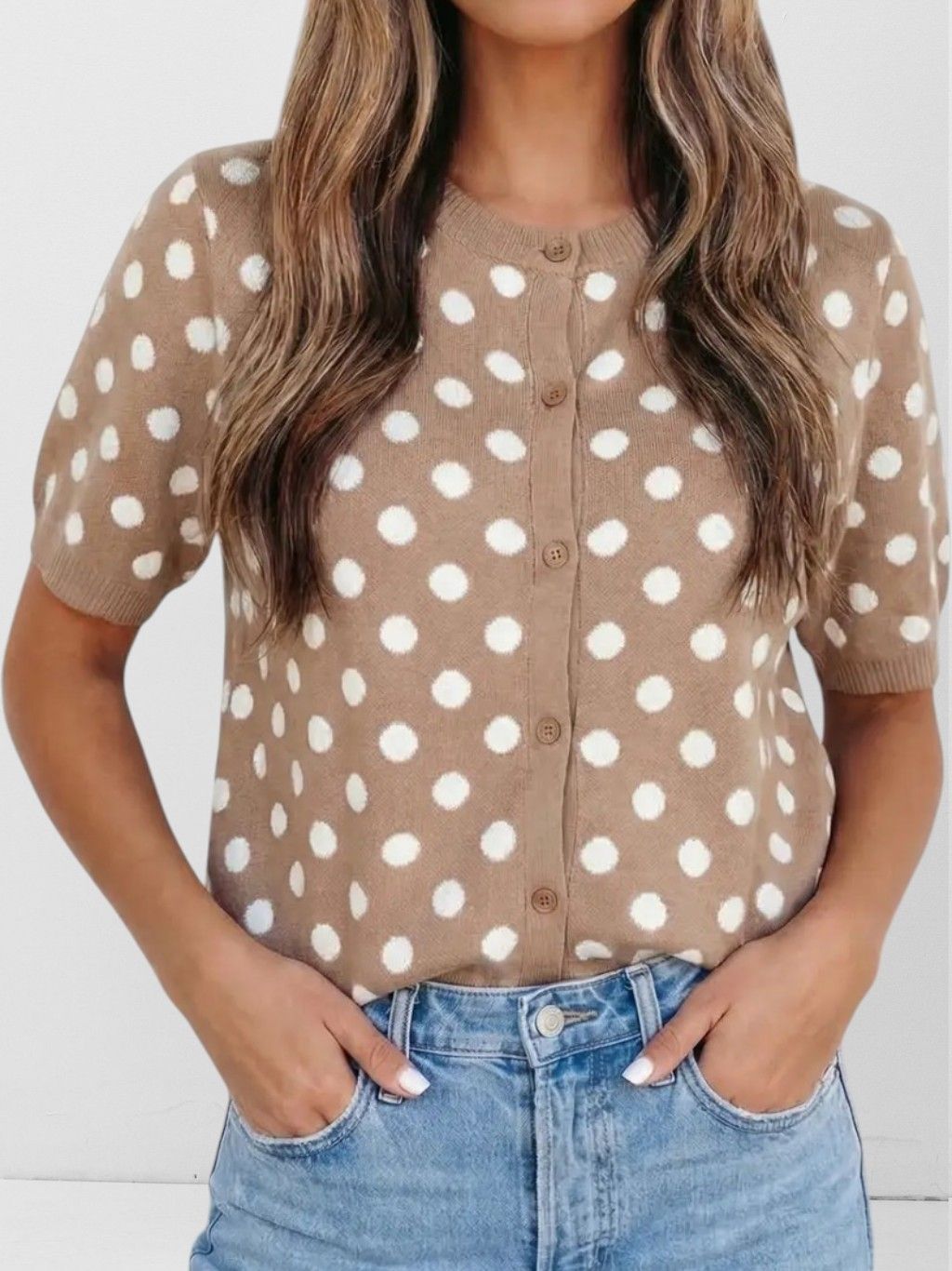 Polka Dot Button Down Cardigan