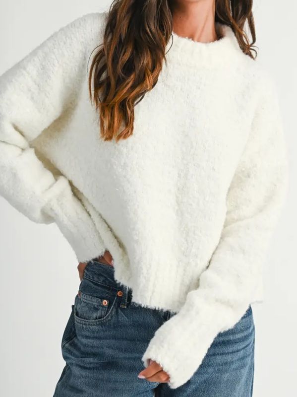 Boucle' Mock Neck Sweater Two Color Options