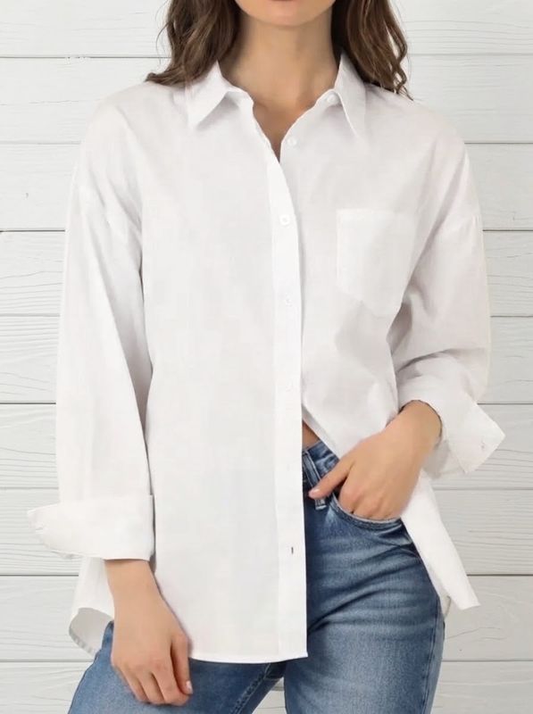 Relaxed Fit White Button Down