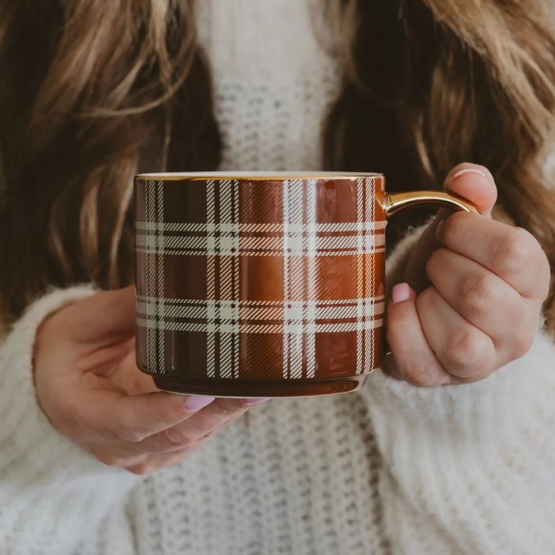Brown Plaid Coffee Mug