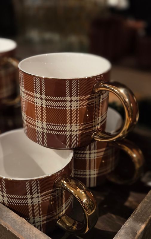 Brown Plaid Coffee Mug