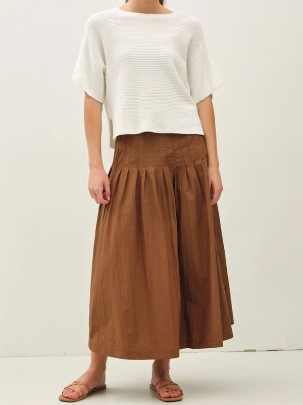 Crisp Pleated Midi Skirt