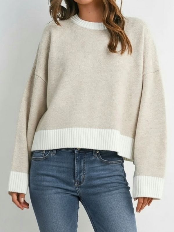 Cozy Contrast Trim Sweater