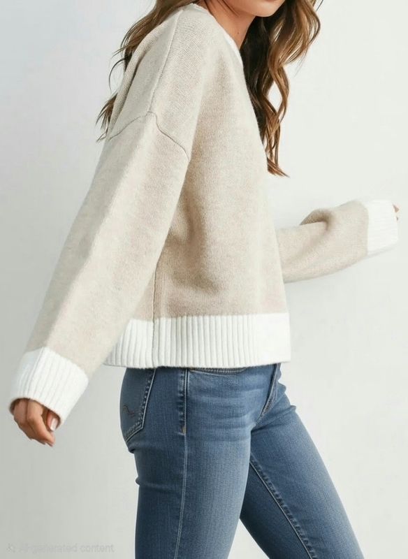 Cozy Contrast Trim Sweater