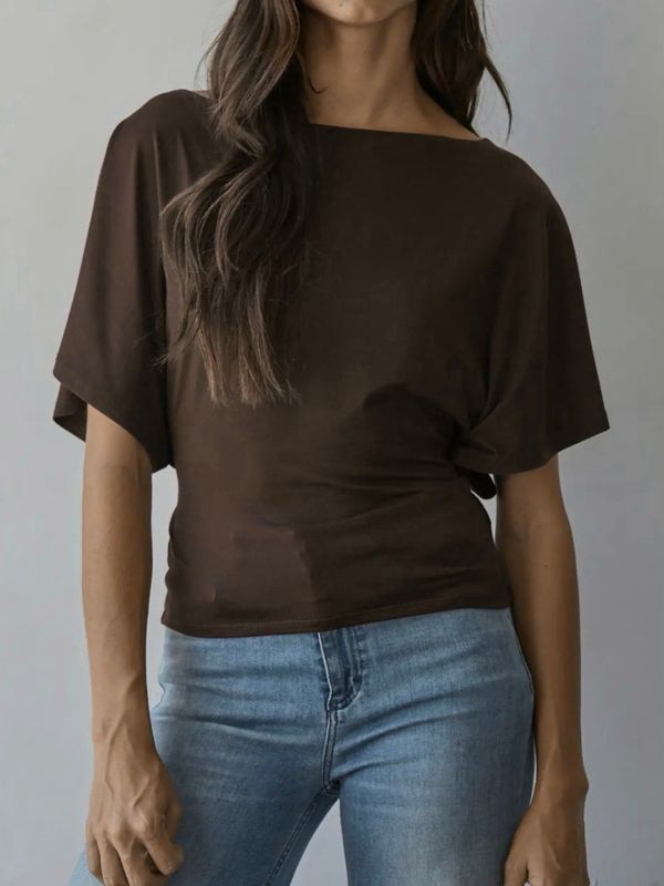 Knit Polyester Spandex Boatneck Top