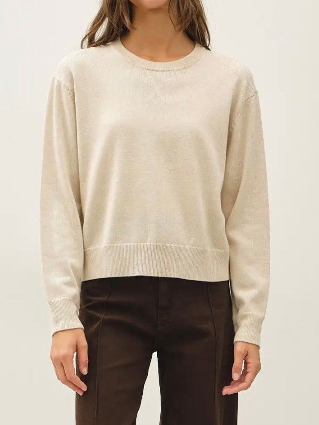 V-Notch Oatmeal Sweater