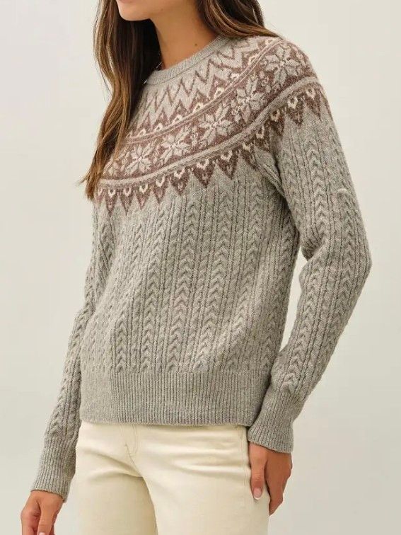 Nordic Crewneck Cable Sweater