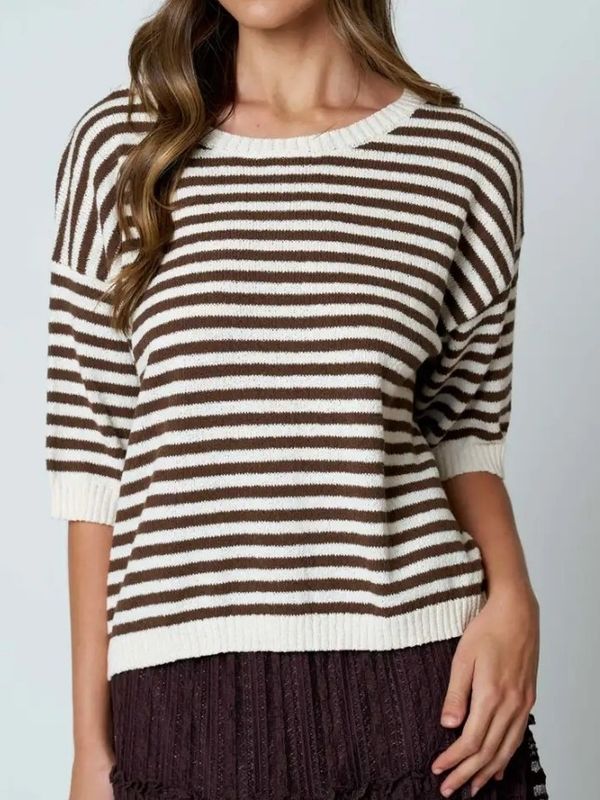 Stripe Short Sleeve Sweater