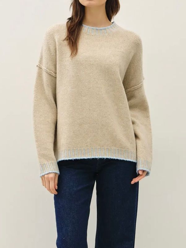 Color Stitching Sweater - Oatmeal