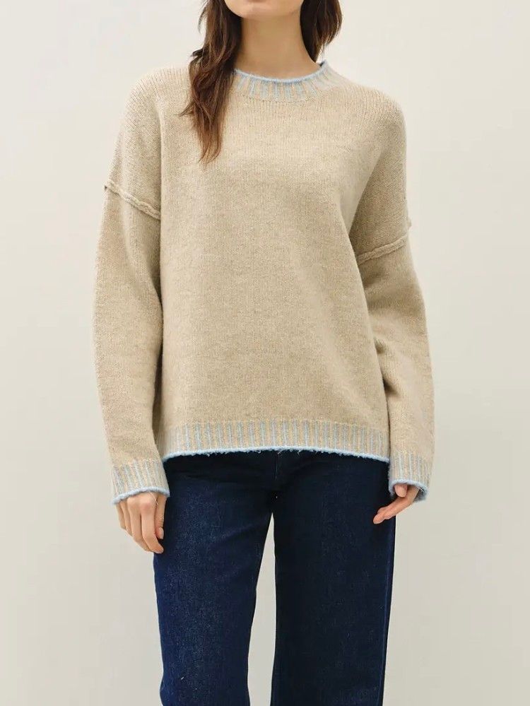 Color Stitching Sweater - Oatmeal