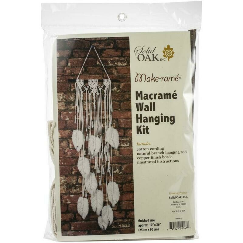 Solid Oak Macrame Kit- Feathers Wall Hanging