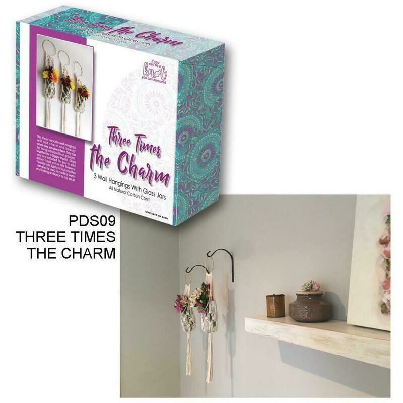 Three Times The Charm Macrame Kit- 3 Wall Hangings with Jars