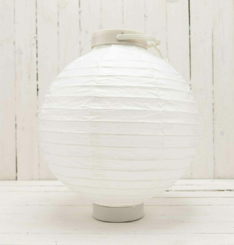 2 PC 8 IN Lighted White Paper Lanterns Battery OP 2 PC 8 IN Lighted White Paper Lanterns Battery OP