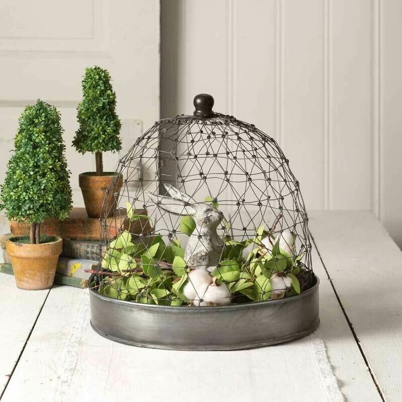 French Chicken Wire Cloche with Tray (Special Order) French Chicken Wire Cloche with Tray (Special Order)