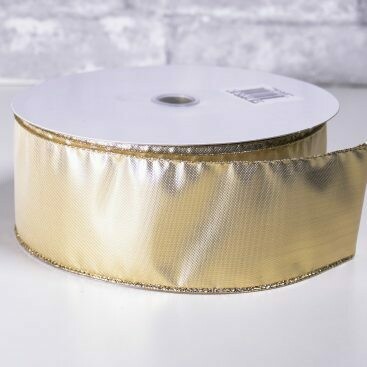 Christmas Ribbon 2 1/2 Inch x 40 Yards Gold Christmas Ribbon 2 1/2 Inch x 40 Yards Gold