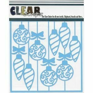 Clear Scraps Stencil 12 x 12 Swirl Christmas Bulbs