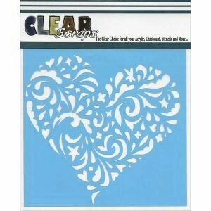 Clear Scraps Stencil 12 x 12 Swirl Heart