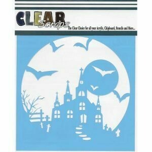 Clear Scraps Stencil- Haunted House 6 x 6