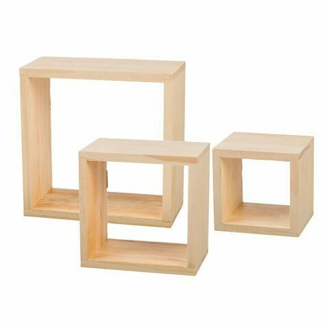 Pine Wood Cube Frames - Small 5 x 5 x 4 1/2 Inches