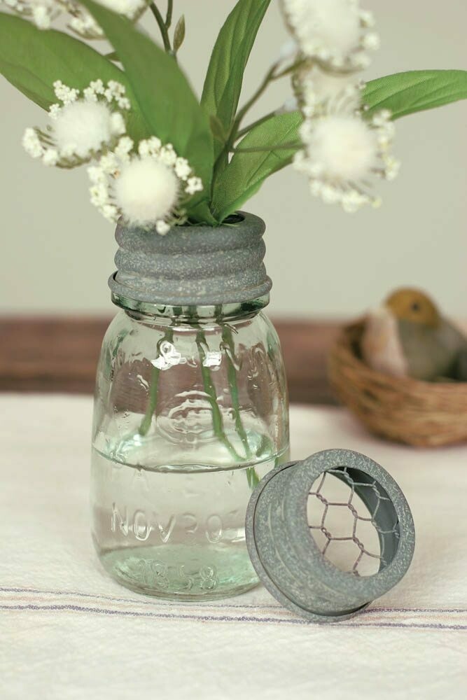Quarter Pint Mason Jar Flower Frog Quarter Pint Mason Jar Flower Frog