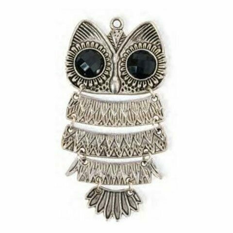 Silver Owl Charm 3 inch x 1.5 inch Silver Owl Charm 3 inch x 1.5 inch