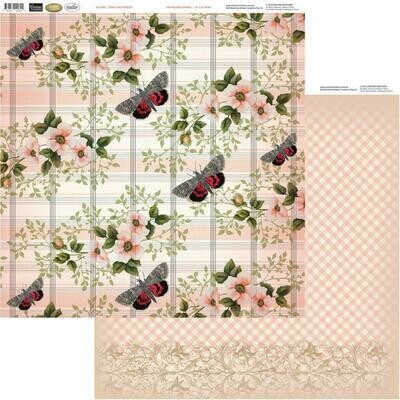 Roses and Butterflies- Vintage Rose Garden- double sided paper 12 x 12