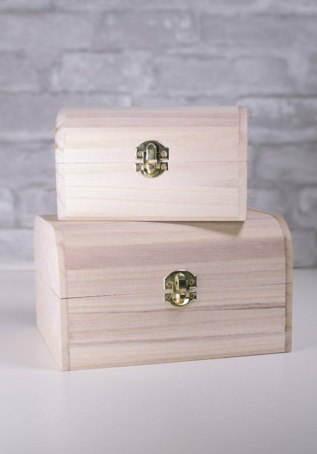 Nesting Wood Boxes With Hinges. Set of Two With Rounded Edges.