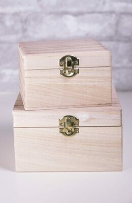 Nesting Wood Boxes With Hinges. Set of Two.