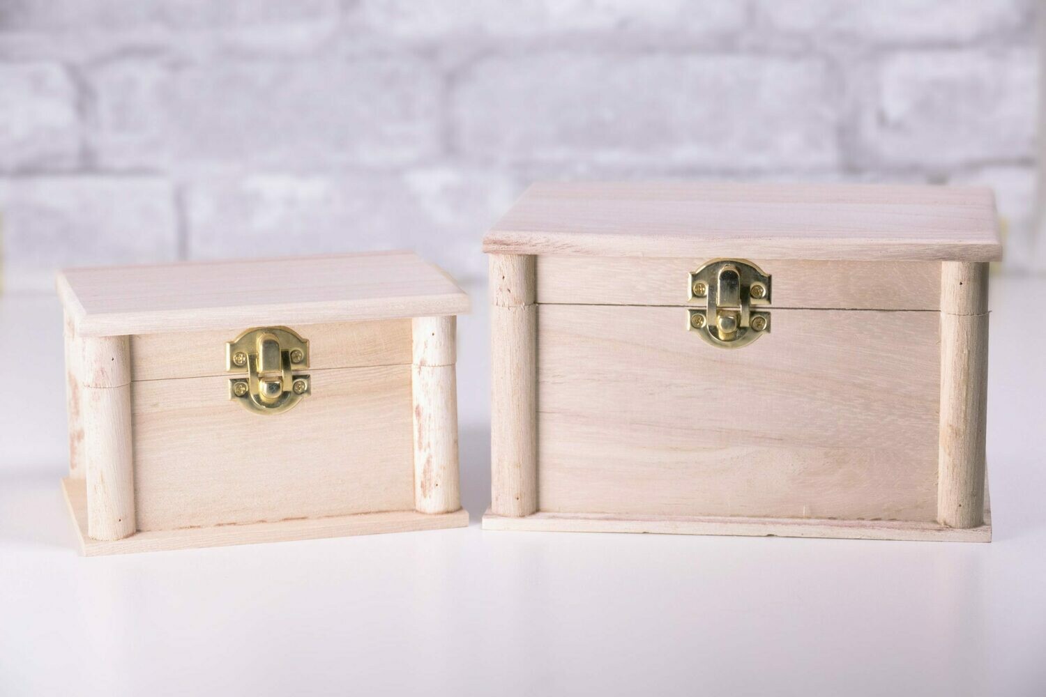 Nesting Wood Boxes With Hinges. Recessed Panels Set of Two