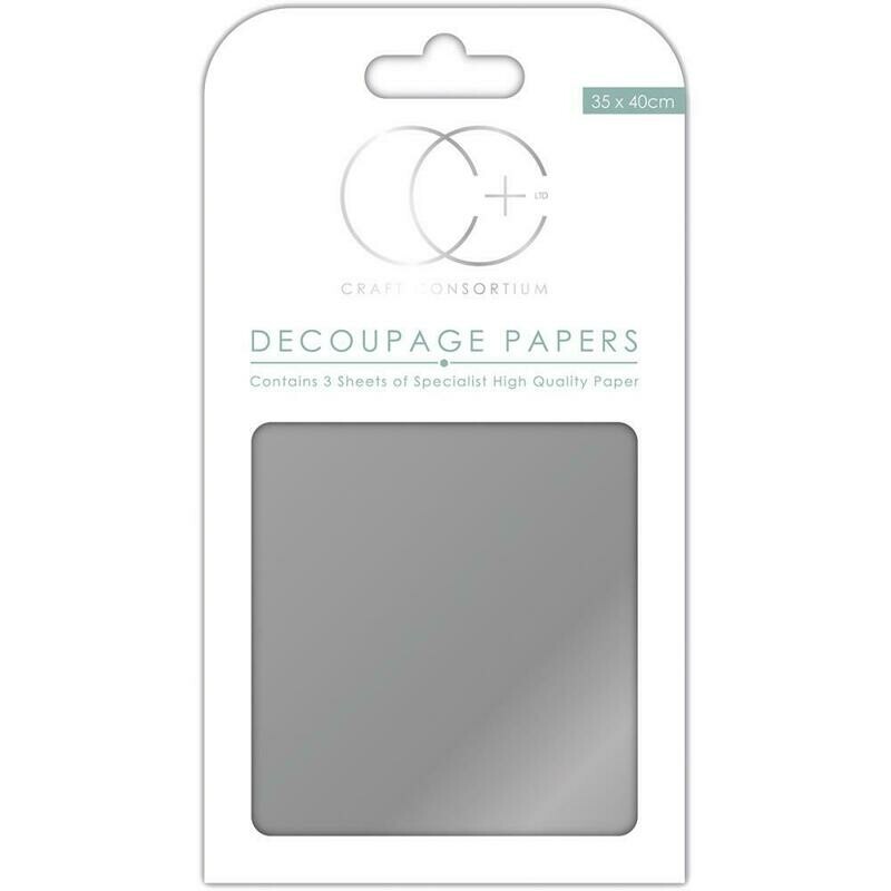 Metallic Silver Decoupage Paper 3 sheets