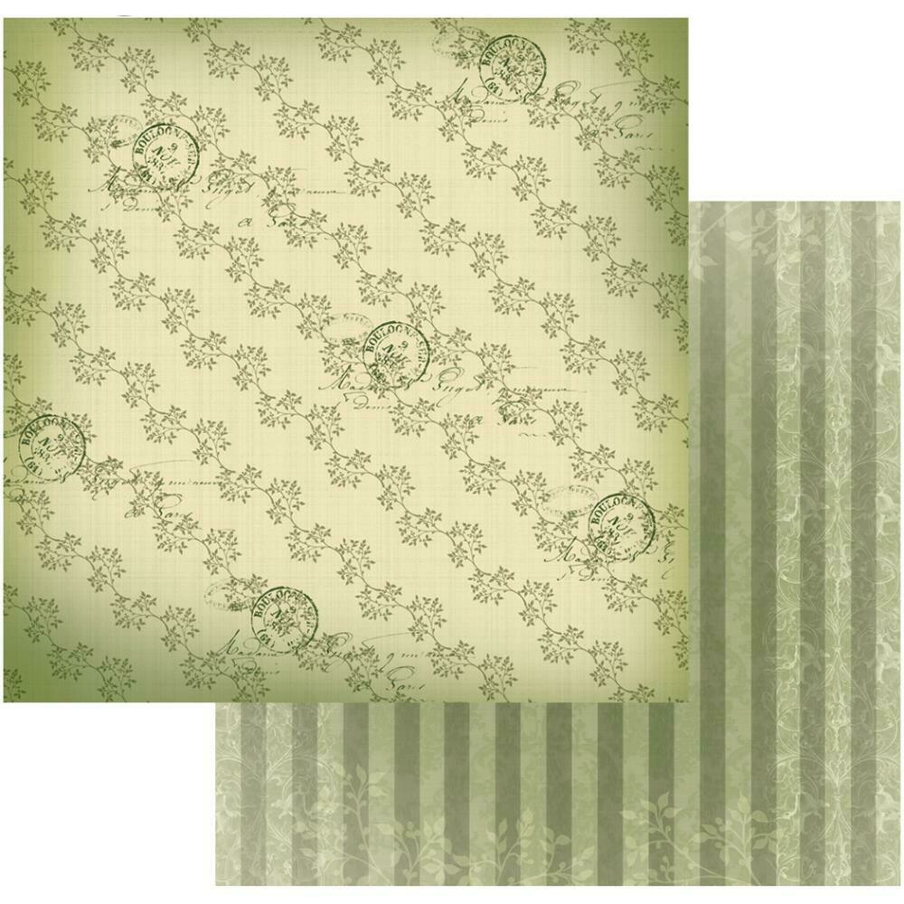 Line of Leaves- Vintage Rose Garden- double sided paper 12 x 12