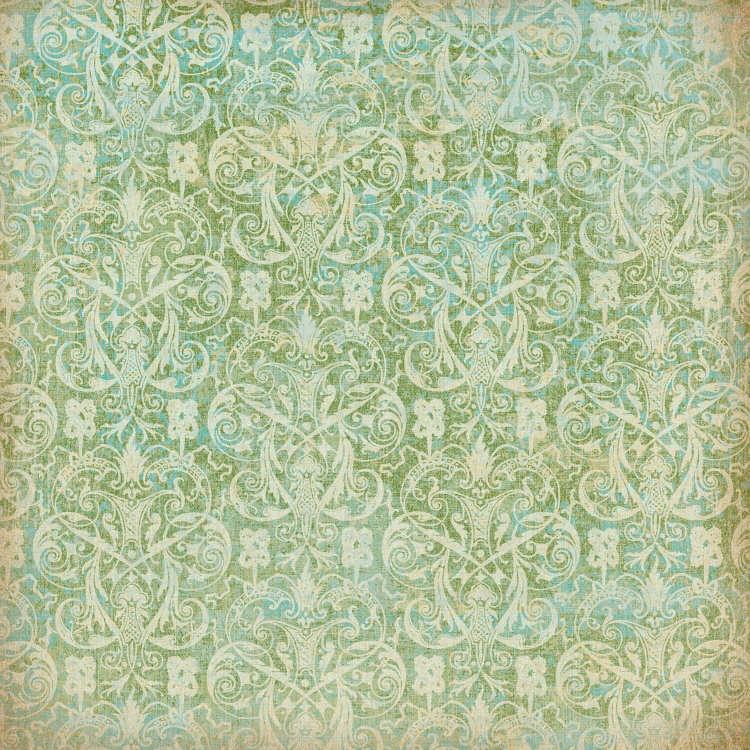 Blue and Green Damask Paper 12 x 12 Blue and Green Damask Paper 12 x 12