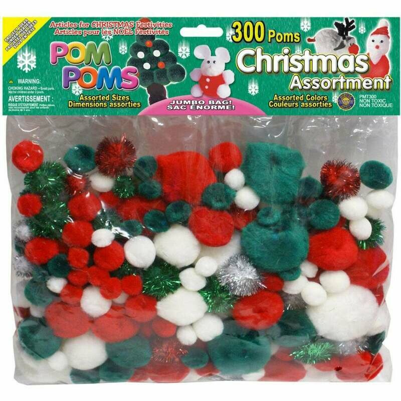 Christmas Pom Poms Assorted Sizes Jumbo Bag Christmas Pom Poms Assorted Sizes Jumbo Bag