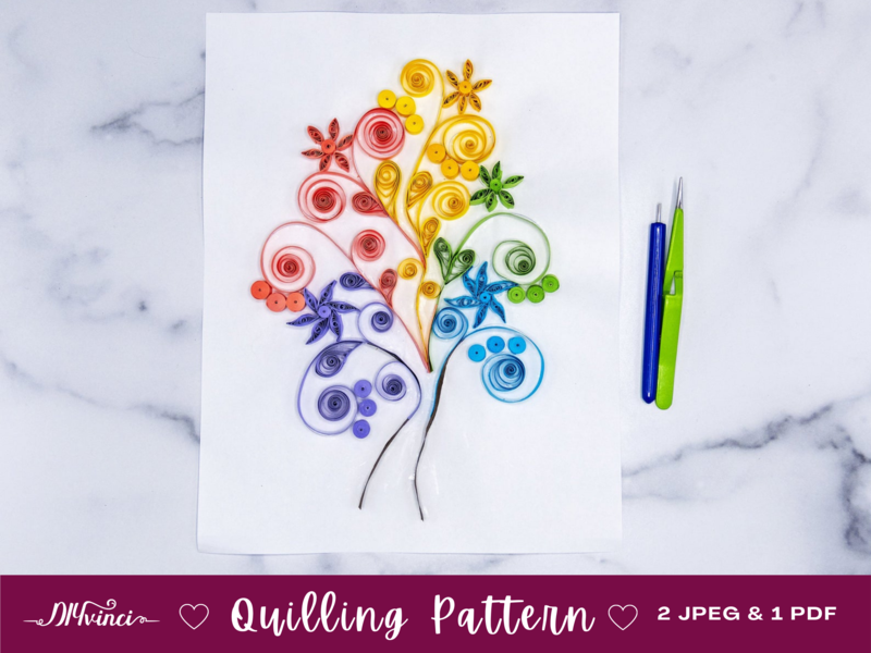 Colorful Tree Quilling Pattern