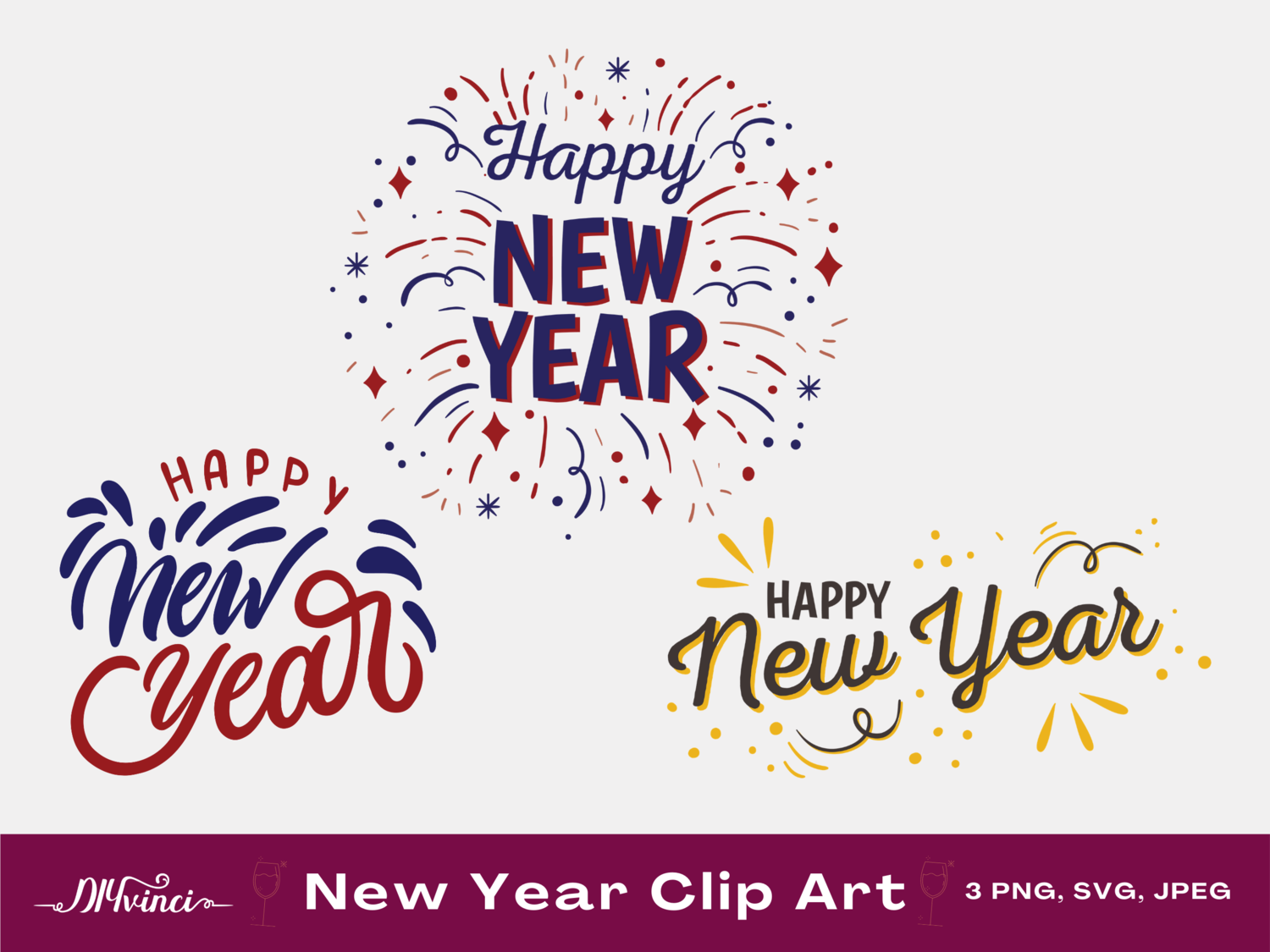 3 Happy New Year Graphics - SVG, PNG, JPEG - Personal & Commercial Use