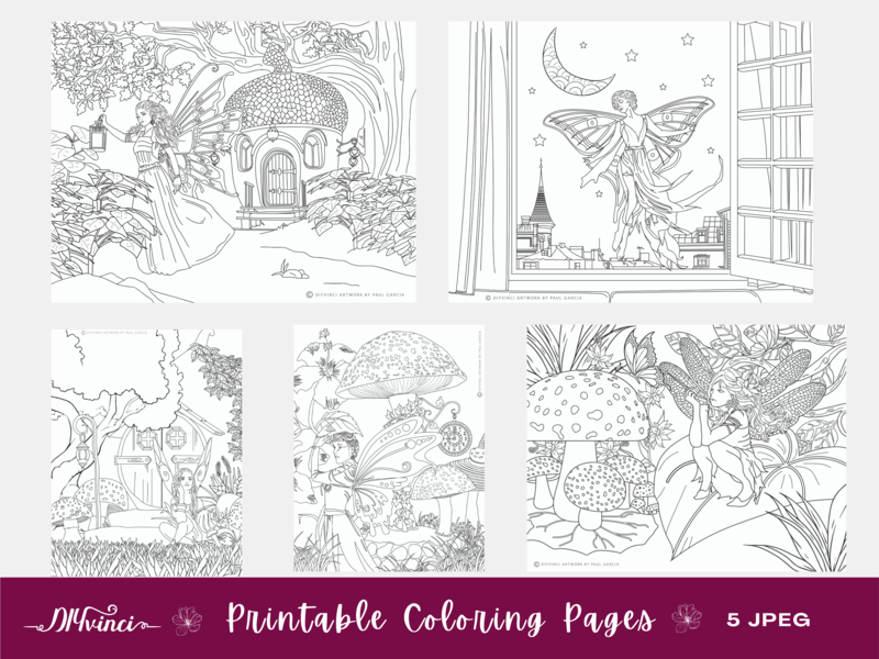 Fairy Garden Adult Coloring Printables