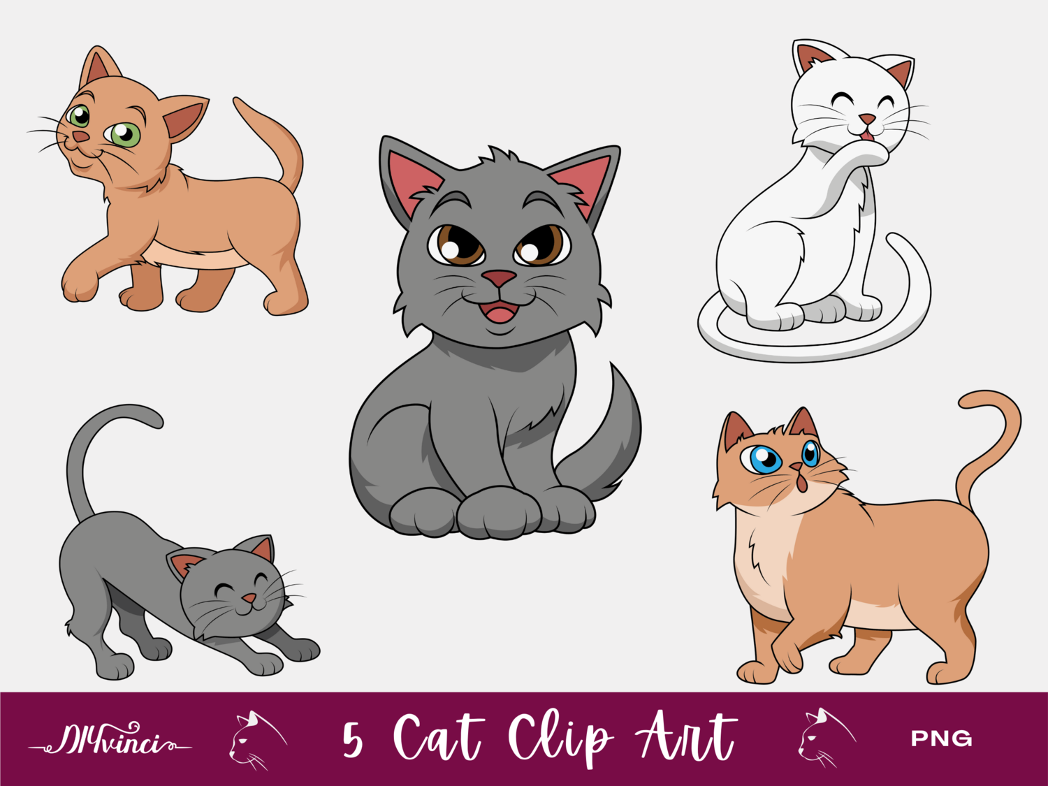 5 Cute Cat Clip Art - PNG - Personal & Commercial Use 5 Cute Cat Clip Art - PNG - Personal & Commercial Use