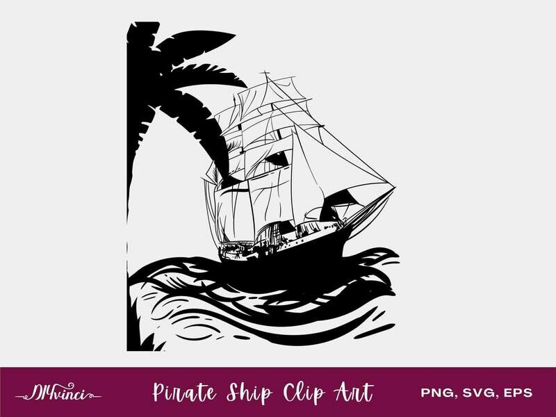 Pirate Ship Clip Art - PNG, SVG, EPS - Personal & Commercial Use